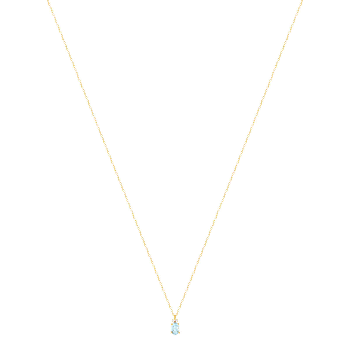 750 yellow gold necklace with treated Sky Blue topaz and diamonds, 45 cm - view 2