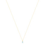 Collier or 750 jaune topaze Sky Blue traitée et diamants 45cm - vue 2