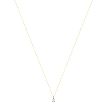 Collier or 750 jaune topaze Sky Blue traitée et diamants 45cm