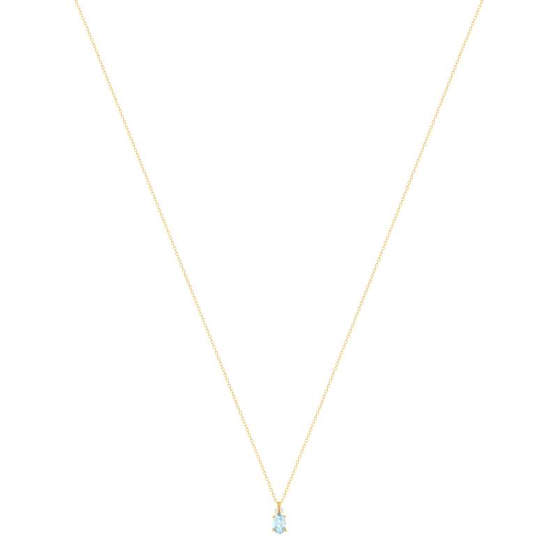 Collier or 750 jaune topaze Sky Blue traitée et diamants 45cm - vue 2