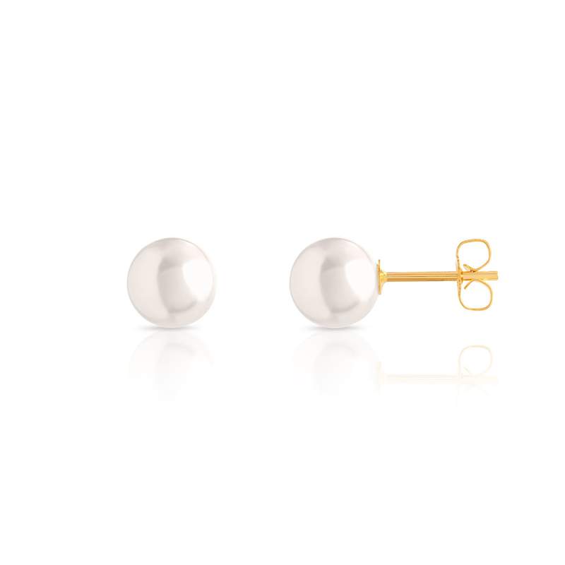 Boucles d'oreilles or 750 jaune perles de culture de Chine - vue D1