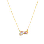 Collier or 750 jaune améthyste topaze rose traitée et zirconias 43cm - vue 1
