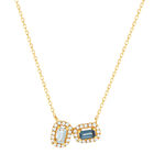 Collier or 750 jaune topazes traitées Sky Blue London Blue et zirconias 43cm - vue 1