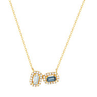 Collier or 750 jaune topazes traitées Sky Blue London Blue et zirconias 43cm