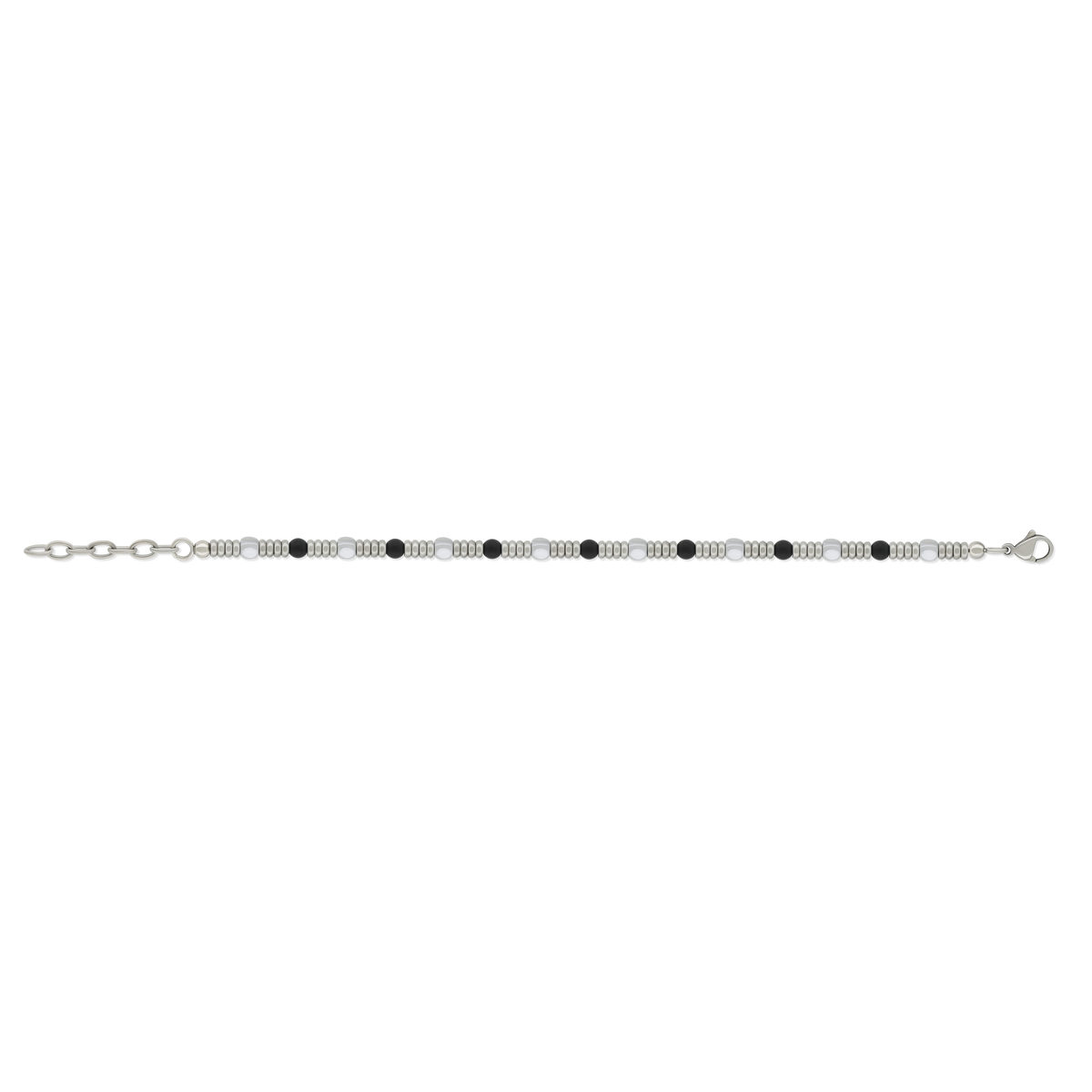 Bracelet acier agates noires 21cm