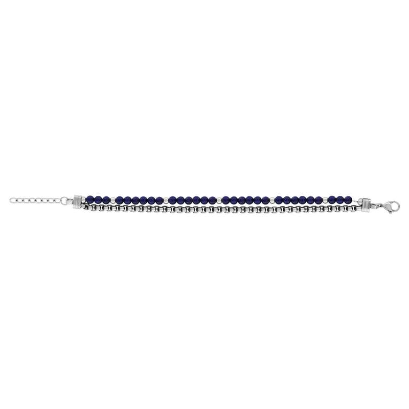 Bracelet acier pierres naturelles bleues 21,5cm - vue 1