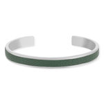 Bracelet acier et cuir vert 19cm - vue 1