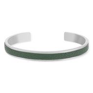 Bracelet acier et cuir véritable vert 19cm