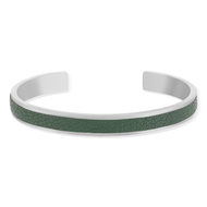 Bracelet acier et cuir vert 19cm