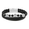 Black synthetic bracelet with black natural stones, 20 cm - view V1