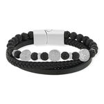 Bracelet matière synthétique noire pierres naturelles noires 20cm - vue 1
