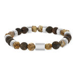 Bracelet acier pierres naturelles marrons 20cm - vue 1