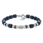Bracelet acier pierres naturelles bleues 22,5cm - vue 1