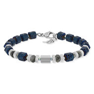 Bracelet acier pierres naturelles bleues 22,5cm