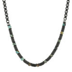 Collier acier vieilli tourquoises vertes 50cm - vue 1