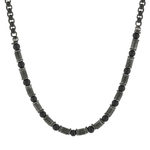 Antique-Finish Steel Necklace with Black Agates, 51 cm - View 1