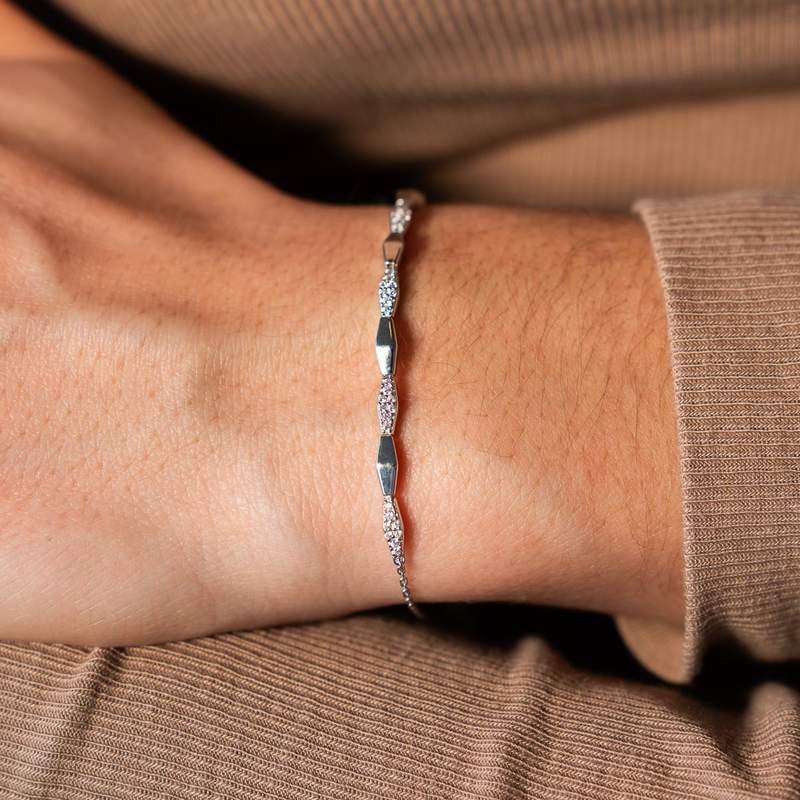 Bracelet argent 925 et zirconias 21cm - vue porté 1
