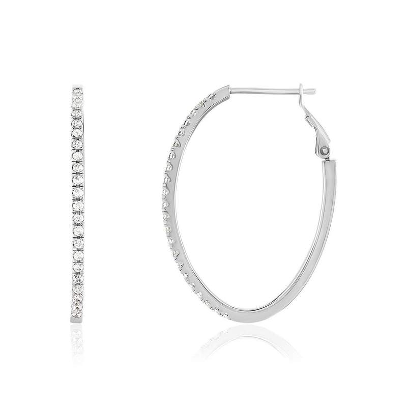 Créoles argent 925 et zirconias 20mm - vue 1