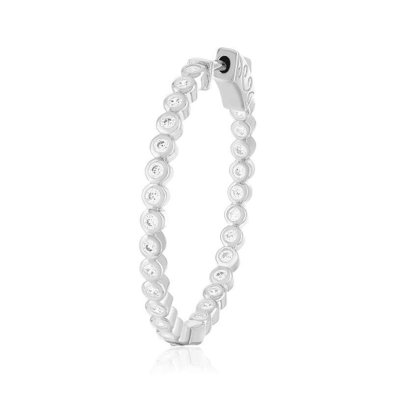 925 silver and zirconia hoop earrings 30mm - view D1