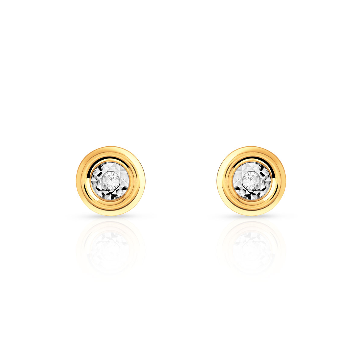 Boucles d'oreilles or 750 jaune diamants
