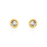 Boucles d'oreilles or 750 jaune diamants - vue 1