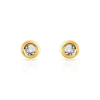 Boucles d'oreilles or 750 jaune diamants