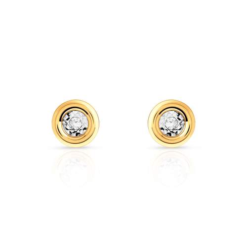 Boucles d'oreilles or 750 jaune diamants