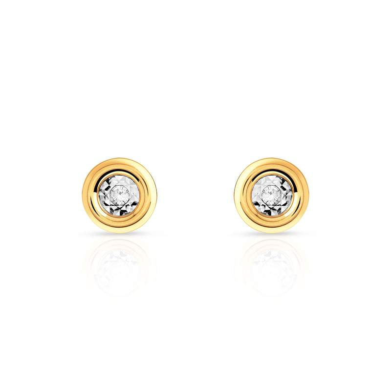 Boucles d'oreilles or 750 jaune diamants - vue 1
