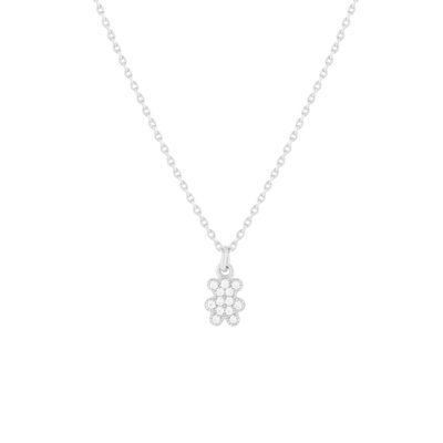 Collier argent 925 motif ourson et zirconias 45cm