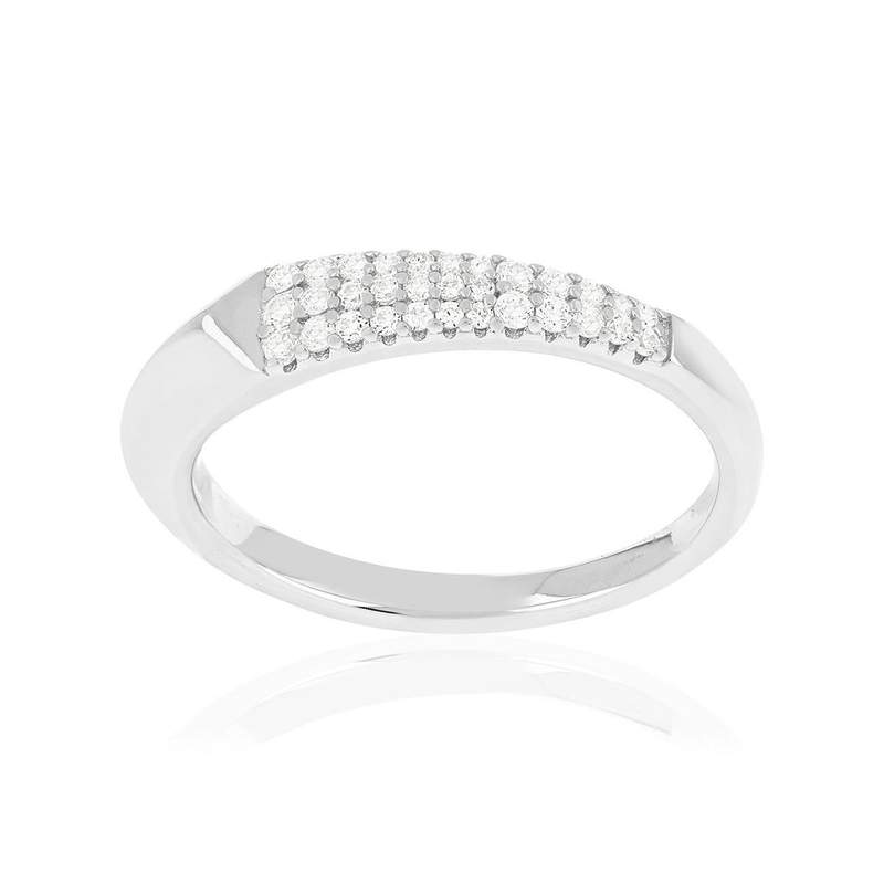 Bague argent 925 et zirconias - vue 1