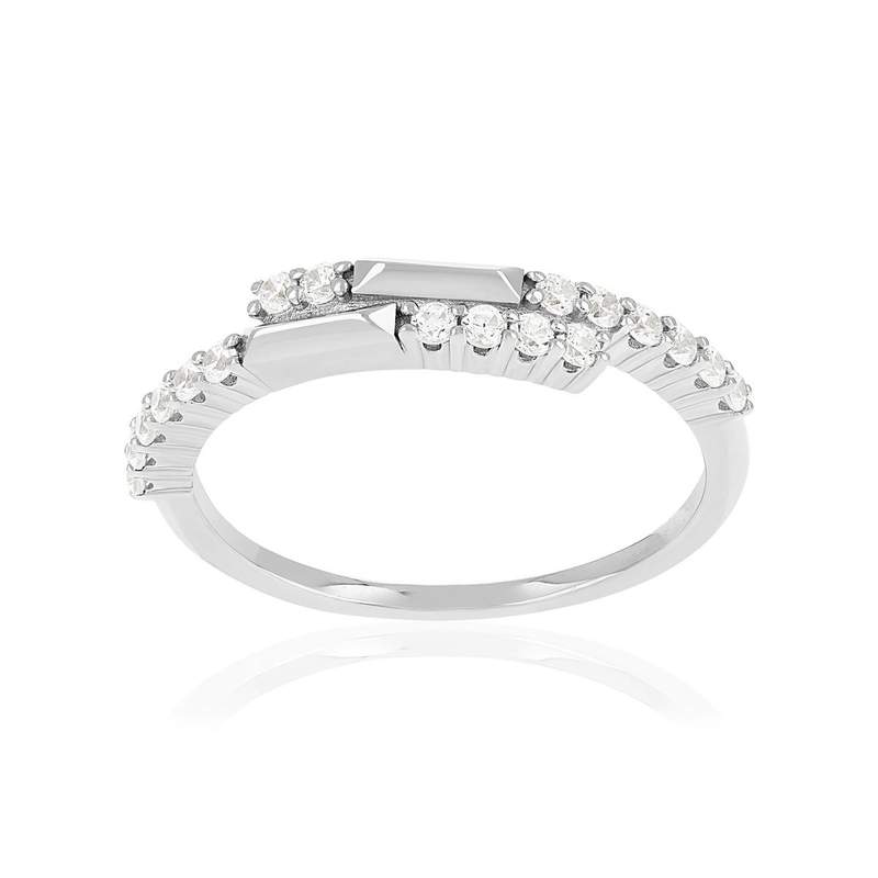 Bague argent 925 et zirconias - vue 1