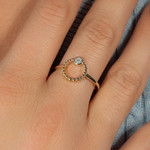 Bague or 750 2 tons diamants - vue porté 1