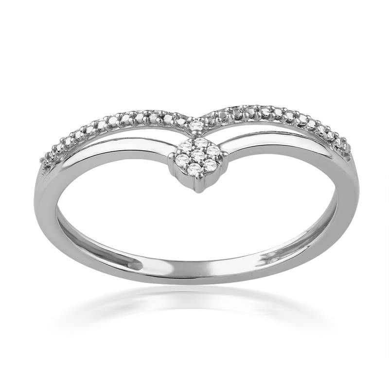 Bague or 750 blanc diamants - vue 1