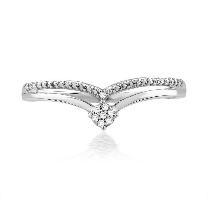 Bague or 750 blanc diamants - vue 4