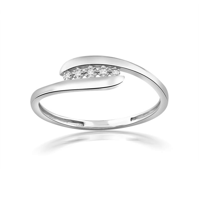 Bague or 750 blanc diamants - vue 1