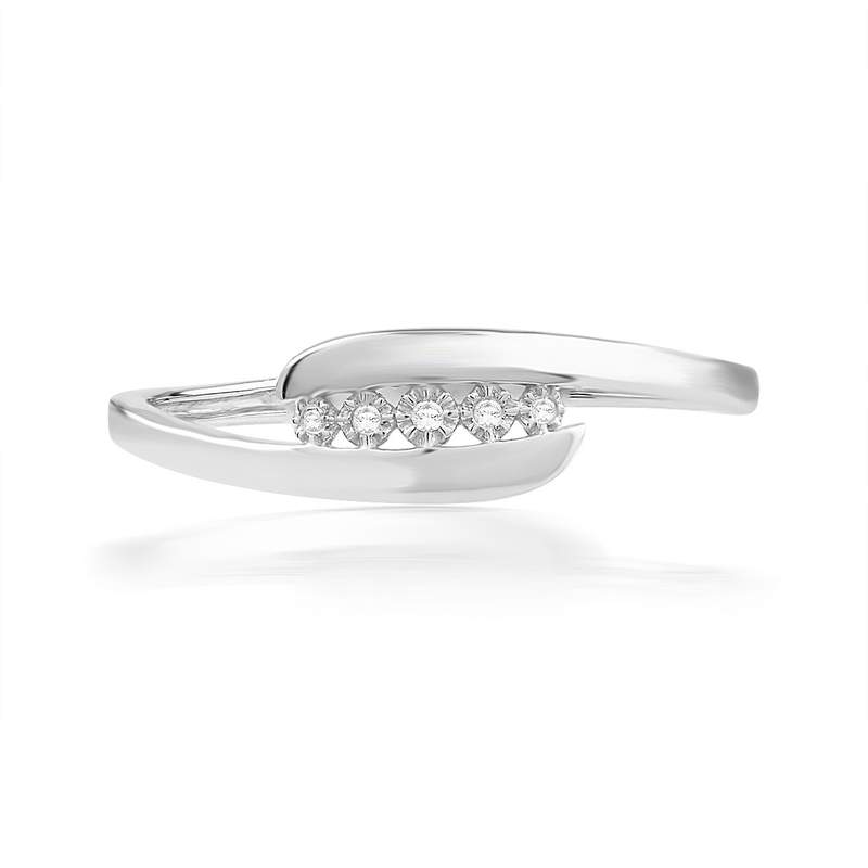 Bague or 750 blanc diamants - vue 4