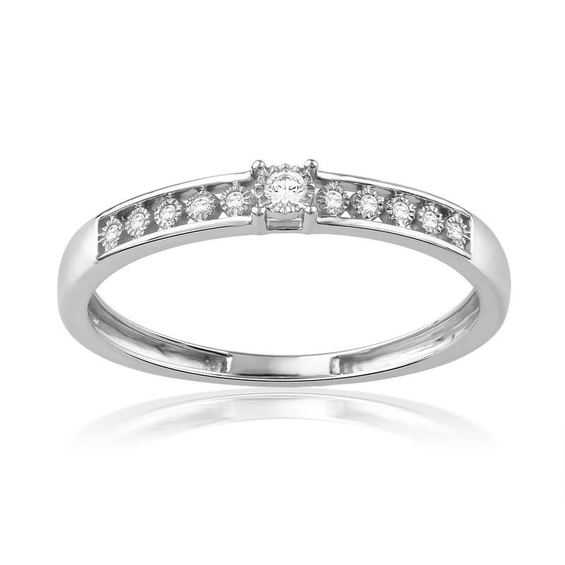 Bague or 750 blanc diamants - vue 1