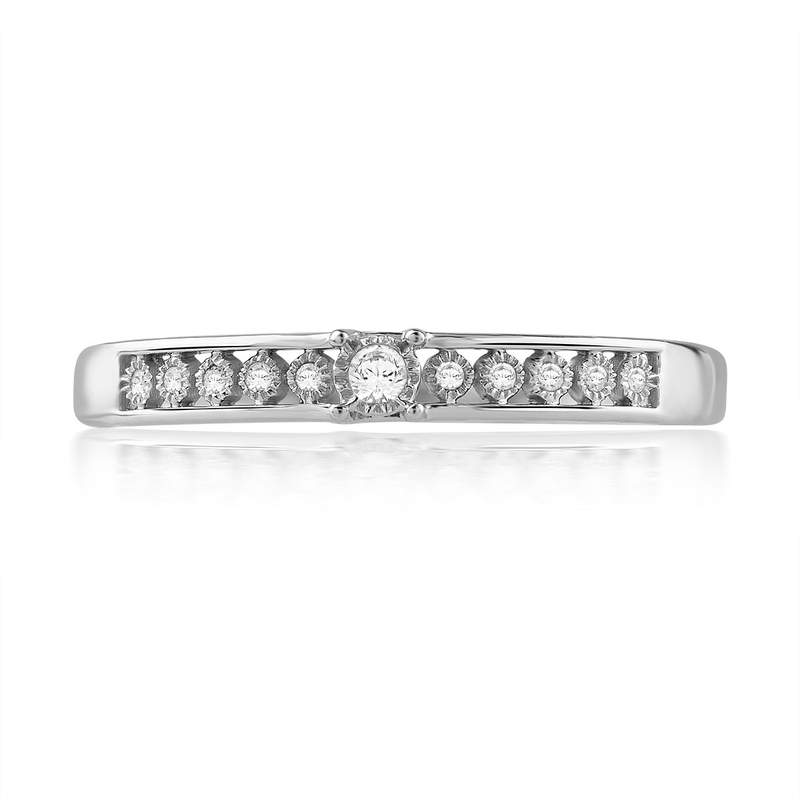 Bague or 750 blanc diamants - vue 4