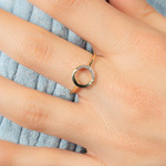 Bague or 750 2 tons diamants - vue porté 1