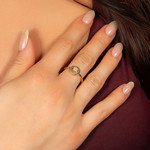 Bague or 750 2 tons diamants - vue porté 1