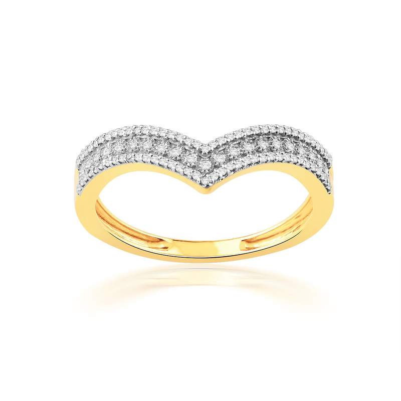 Bague or 750 jaune diamants - vue 1
