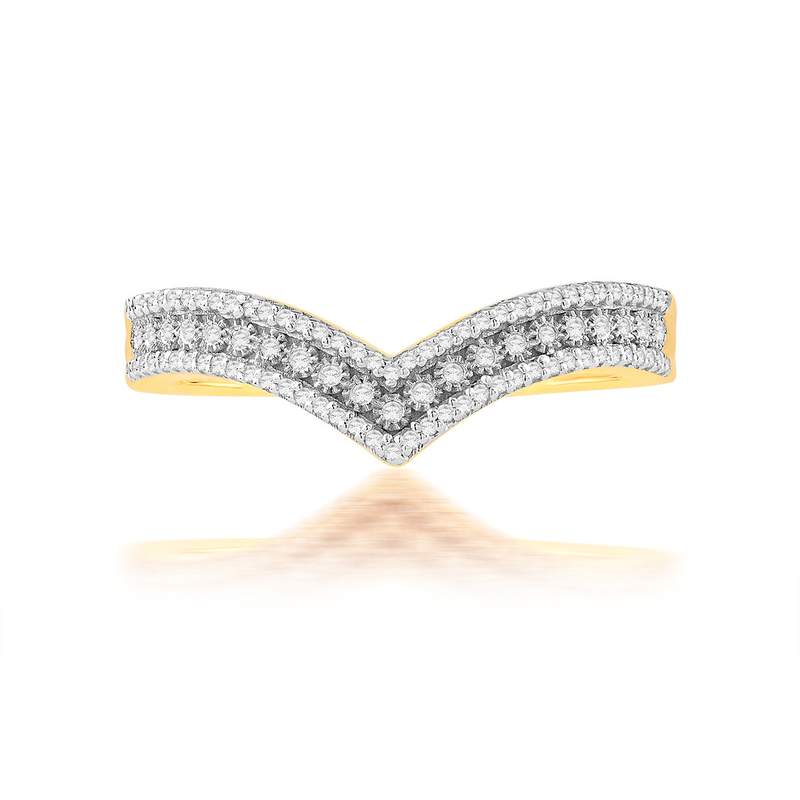 Bague or 750 jaune diamants - vue 3