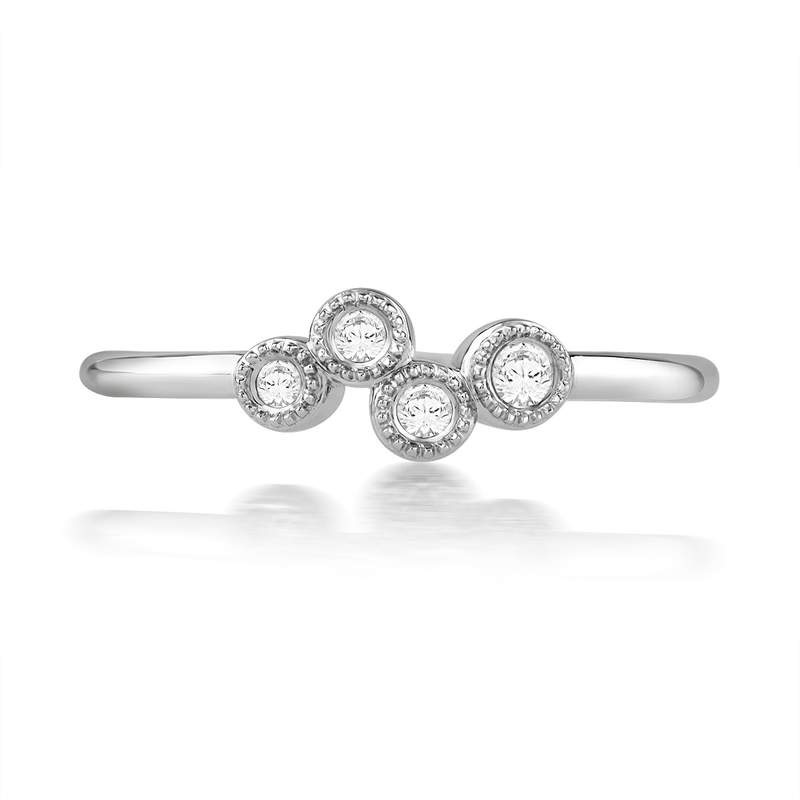 Bague or 750 blanc diamants - vue 4