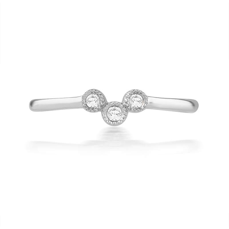 Bague or 750 blanc diamants - vue 4