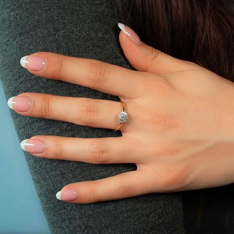 Bague or 750 jaune diamants - vue porté 1