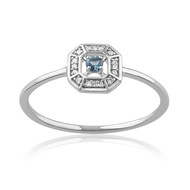 Bague or 750 blanc diamants topaze london blue traitée