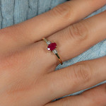 Ring gold 750 2 tones diamonds and ruby - view worn 1