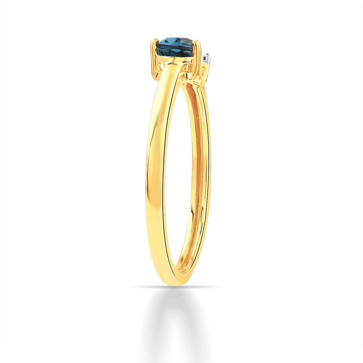750 yellow gold ring with diamonds and treated London Blue topaz - view D1