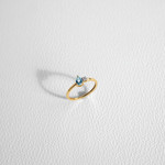 Bague or 750 2 tons topaze poire traitée sky blue et diamants - vue D1