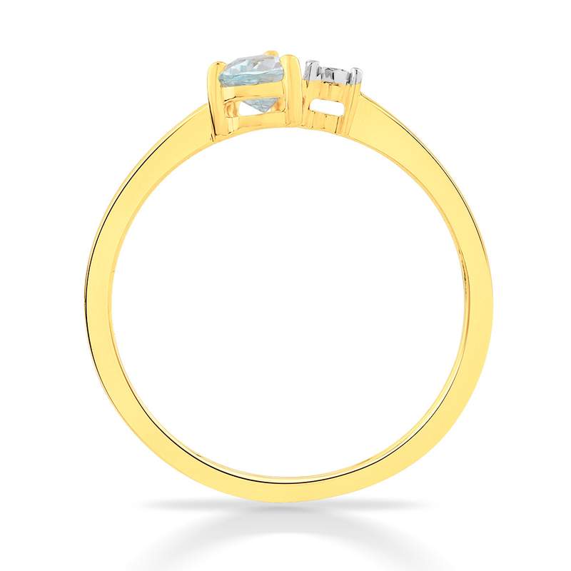 Bague or 750 2 tons topaze poire traitée sky blue et diamants - vue D2